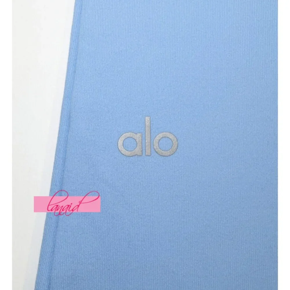 Alo Airbrush High-Waist Cinch Flare Legging Tile Blue Tie-Up Corset Lace Hi-Rise